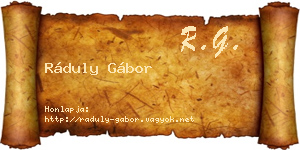 Ráduly Gábor névjegykártya